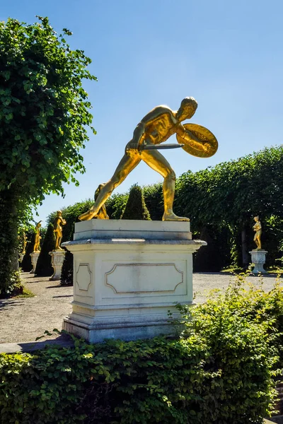 Germania Hannover Giardini Herrenhausen Con Palazzo Herrenhausen — Foto Stock