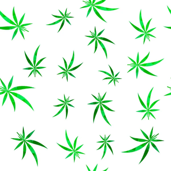 Vector Zöld Cannabis Levelek Háttér Zöld Orvosi Marihuána Zökkenőmentes Pattern — Stock Fotó