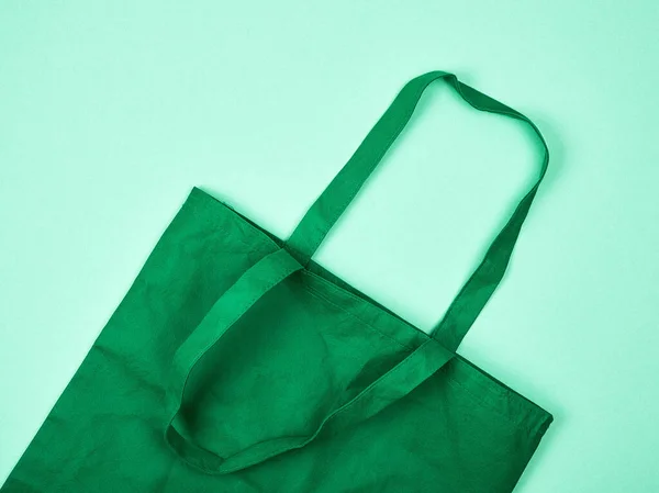 Empty Green Ecological Bag Made Viscose Long Handles Concept Eliminating — Stock Photo, Image