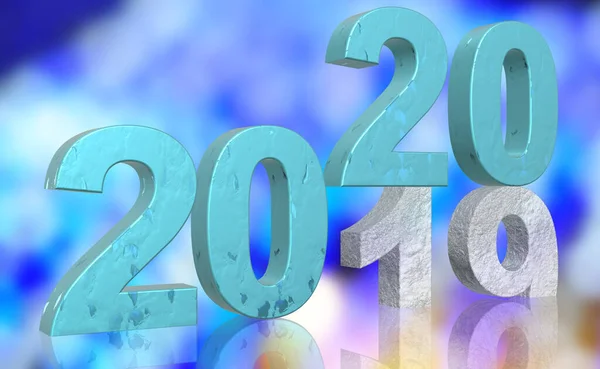 Rendering Van Het Jaar 2019 Tot 2020 Turquoise Witte Gestructureerde — Stockfoto