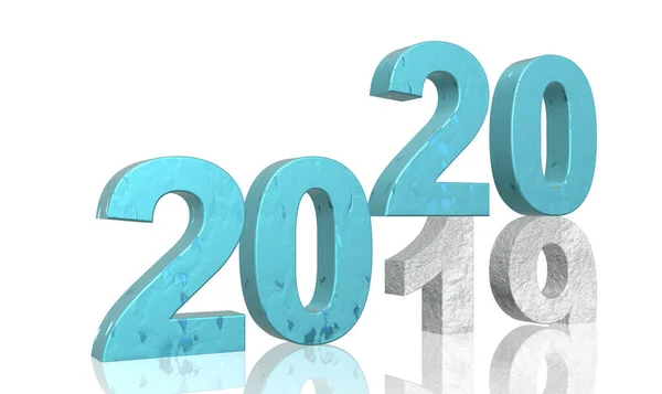 Render Fin Del Año 2019 2020 Números Estructurados Turquesa Blanco — Foto de Stock