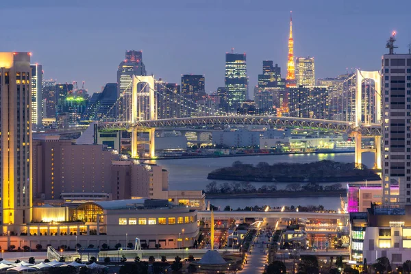 Vue Aérienne Coucher Soleil Tokyo Avec Tour Tokyo Pont Arc — Photo