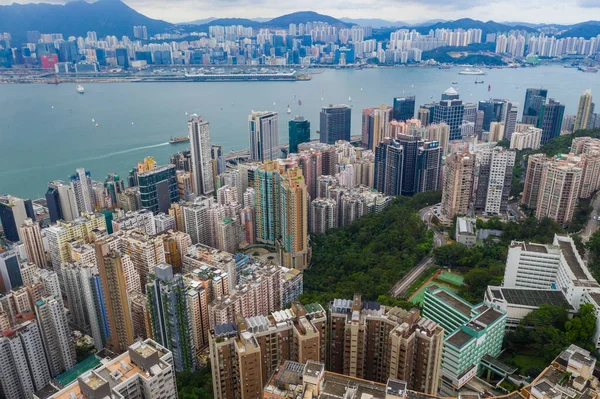 Tin Hau Χονγκ Κονγκ Ιουνίου 2019 Αεροφωτογραφία Της Πόλης Του — Φωτογραφία Αρχείου
