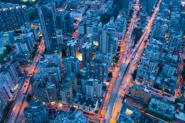 Kowloon City Hong Kong Maj 2019 Ovanifrån Hongkong Stad Natten — Stockfoto