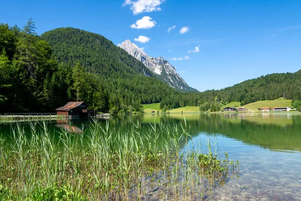 Idyllic Lake Lautersee Karwendel Mountains Bavarian Alps — Stock Photo, Image