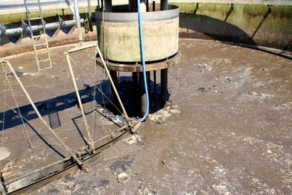 View Secondary Clarifier Which Water Pumped Out Cleaning Purposes — Stock Photo, Image