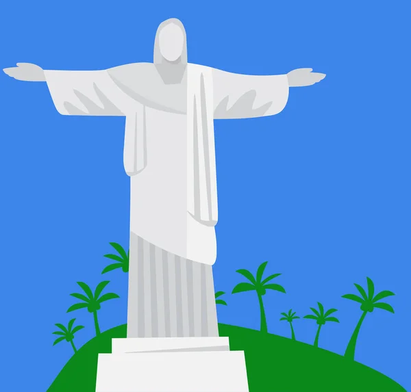 Brazil Christ Redeemer Statue Illustration Vegetation Mountain — Stock Photo, Image