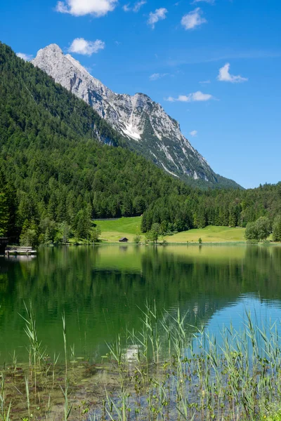 Idylliczne Jezioro Lautersee Górach Karwendel Alpach Bawarskich — Zdjęcie stockowe