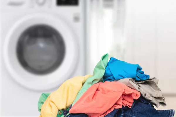 Pile Clothes Stack Colorful Dirty Clothes Ready Laundry Bright Blurred — Stock Photo, Image
