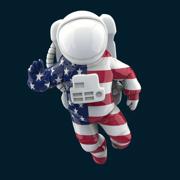 Ilustração Astronauta Com Mapa Bandeira Dos Eua — Fotografia de Stock