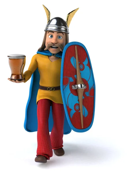 Spaß Cartoon Figur Mit Bier Illustration — Stockfoto