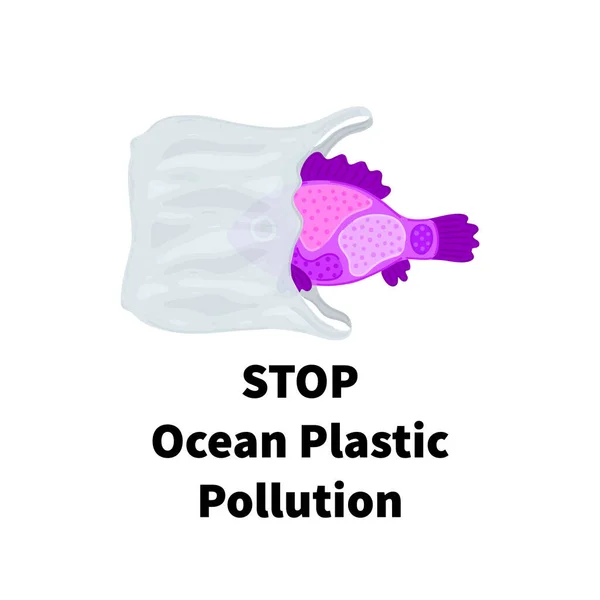 Stop Plastic Vervuiling Van Oceaan Vis Zwemt Tussen Het Vuilnis — Stockfoto