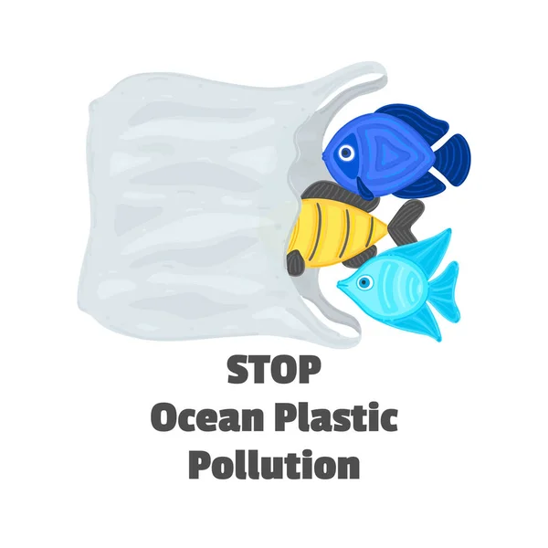 Zastavte Znečištění Oceánu Plasty Ryby Plavou Mezi Odpadky Mořský Život — Stock fotografie
