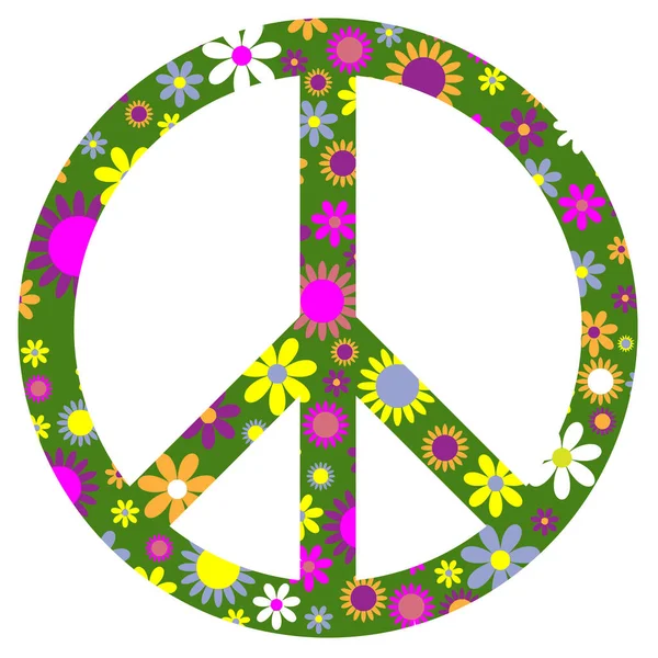 Desarme Nuclear Movent Amor Paz Libertad Hippie Ilustración Flores — Foto de Stock