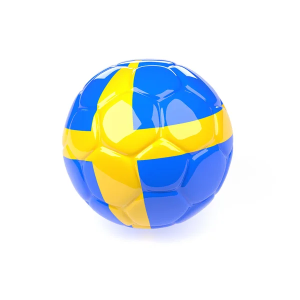 Futball Labda Svédország Zászlója Fehér Alapon Renderelés — Stock Fotó