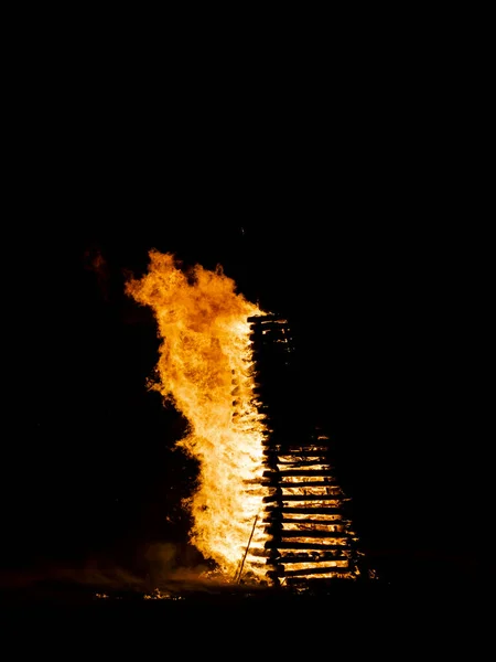 Gran Fantástico Fuego Verano Noche Oscura Junio —  Fotos de Stock