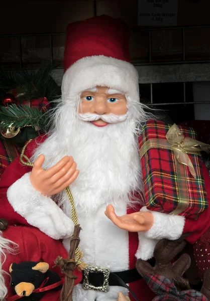 Papai Noel Com Barba Chapéu Vermelho — Fotografia de Stock
