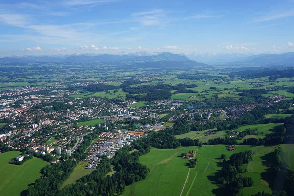 Vista Aérea Ciudad Los Alpes Suizos — Foto de Stock