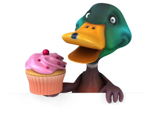 Spaß Cartoon Figur Mit Cupcake Illustration — Stockfoto