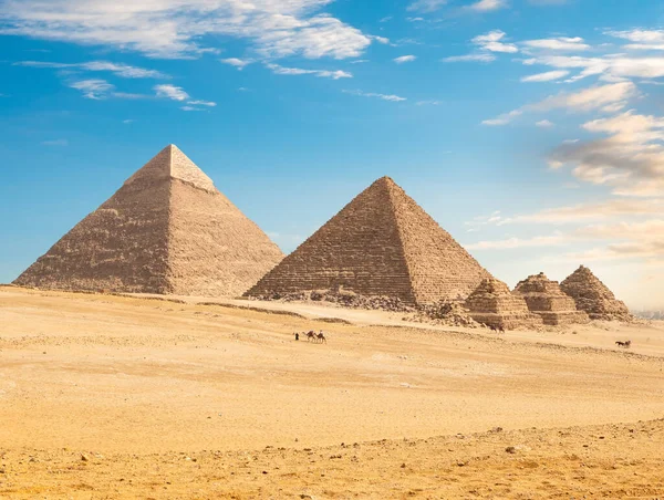Гиза Египет Каир Пирамиды Пирамида Сфинкс Вид Великий Город — стоковое фото