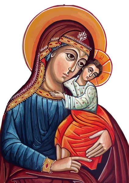 Mary Nazareth Ortodoxo Ilustración Iglesia Bebé Jesus Theotokos Santo —  Fotos de Stock