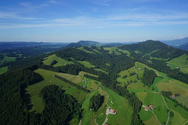 Luftaufnahme Der Grünen Hügel Und Wiesen Sommer — Stockfoto