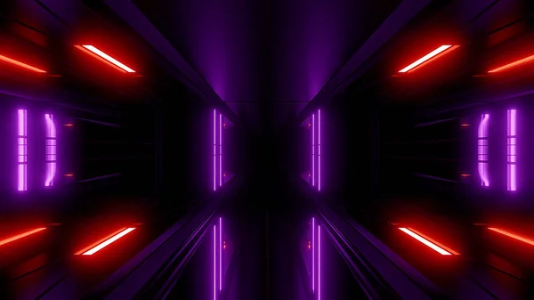 Alta Riflettente Scifi Tunnel Sfondo Carta Parati Rendering Eith Viola — Foto Stock