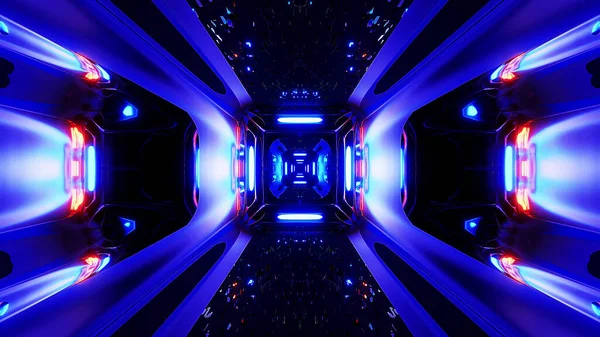 未来的科幻异形隧道壁纸3D渲染 具有菱形底部的现代异形空间隧道背景 — 图库照片