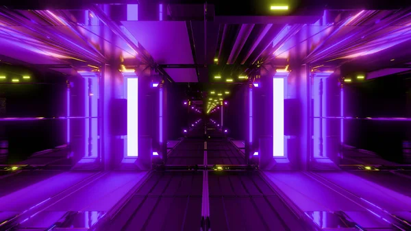 素敵な輝く宇宙トンネルの背景壁紙3Dレンダリング 現代の未来の飛行船の廊下の背景 — ストック写真