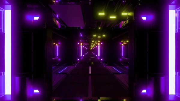 Schön Glühenden Weltraumtunnel Hintergrund Tapete Rendering Moderne Futur Luftschiff Korridor — Stockfoto