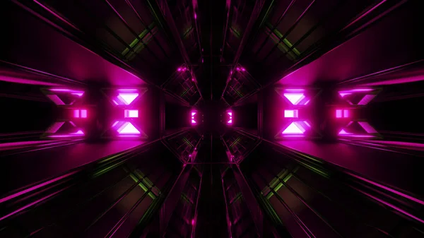 Темно Чорний Космічний Тунель Рожевим Сяючим Артефактом Візуалізація Фону Футуристичний — стокове фото