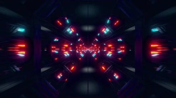 Black Scifi Space Tunnel Background Wallpaper Nice Glow Rendering Illustration — Stok Foto