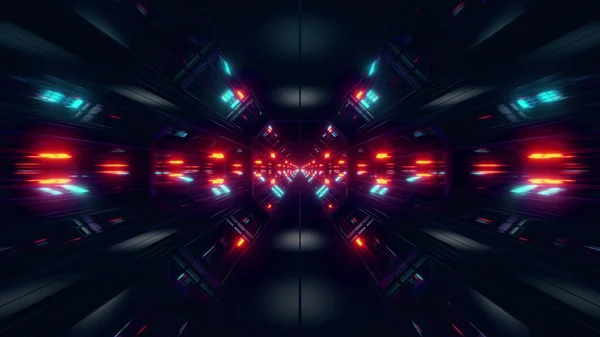 Black Scifi Space Tunnel Background Wallpaper Nice Glow Rendering Illustration — Stock fotografie