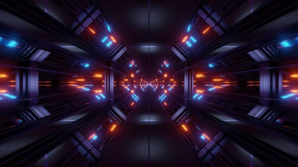 Black Scifi Space Tunnel Background Wallpaper Nice Glow Rendering Illustration — Φωτογραφία Αρχείου