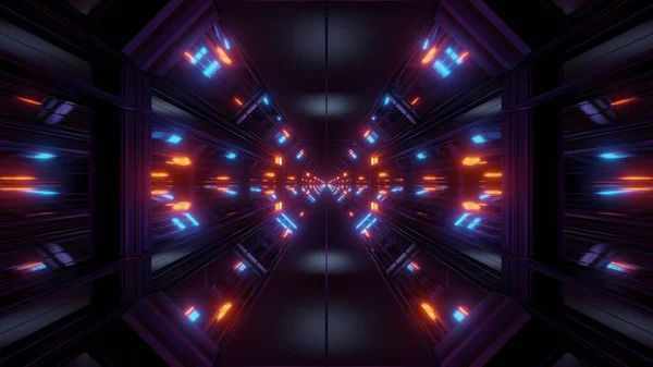 Black Scifi Space Tunnel Background Wallpaper Nice Glow Rendering Illustration — ストック写真