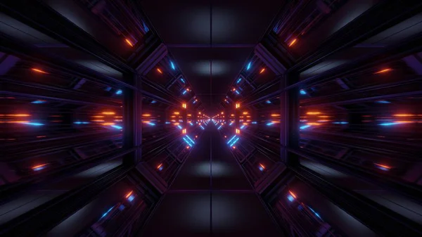 Black Scifi Space Tunnel Background Wallpaper Nice Glow Rendering Illustration — Stock fotografie