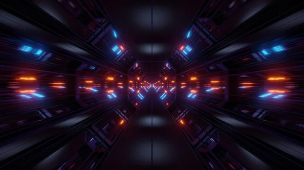 Black Scifi Space Tunnel Background Wallpaper Nice Glow Rendering Illustration — Zdjęcie stockowe