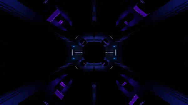 Alient Style Dunkler Weltraumtunnel Mit Glühendem Rendering Hintergrund Futuristischer Moderner — Stockfoto
