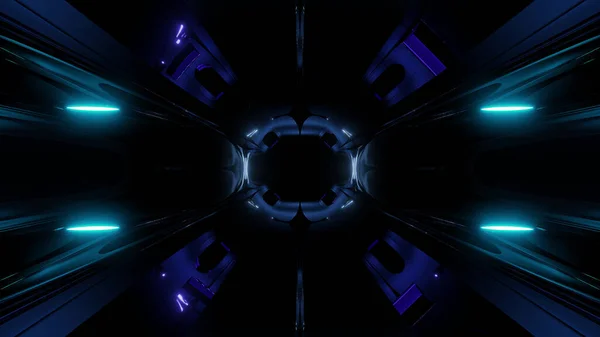 Alient Style Dark Space Tunnel Glow Renderelés Háttér Futurisztikus Modern — Stock Fotó