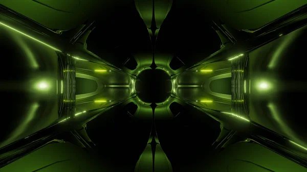 Alient Style Dark Space Tunnel Glow Renderelés Háttér Futurisztikus Modern — Stock Fotó