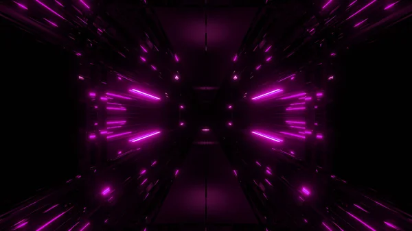 黑暗大气发光灯隧道背景3D渲染 — 图库照片