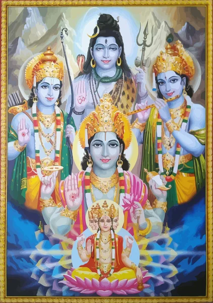 Lord Brahma Vishnu Festiwal Muzyka Hinduizm Mitologia Ilustracja — Zdjęcie stockowe