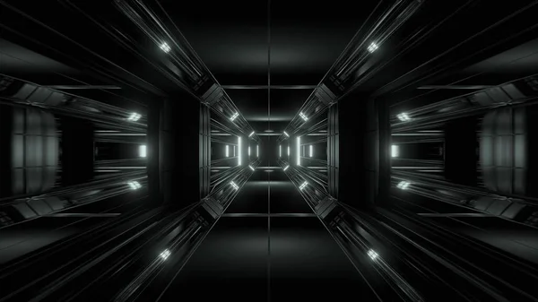 Futuristické Science Fiction Tunel Koridor Ilustrační Pozadí Moderní Budoucí Prostor — Stock fotografie