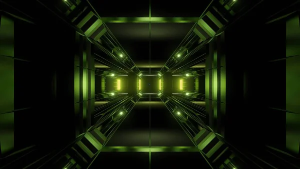 Futuristica Fantascienza Tunnel Corridoio Illustrazione Sfondo Moderno Futuro Spazio Dirigibile — Foto Stock