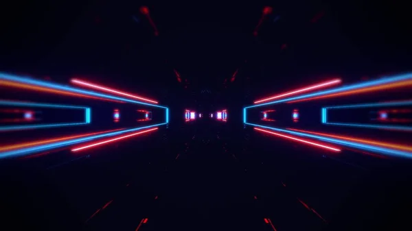 Futuristische Science Fiction Lichter Glühenden Tunnelkorridor Illustration Hintergrund Moderne Bewegung — Stockfoto