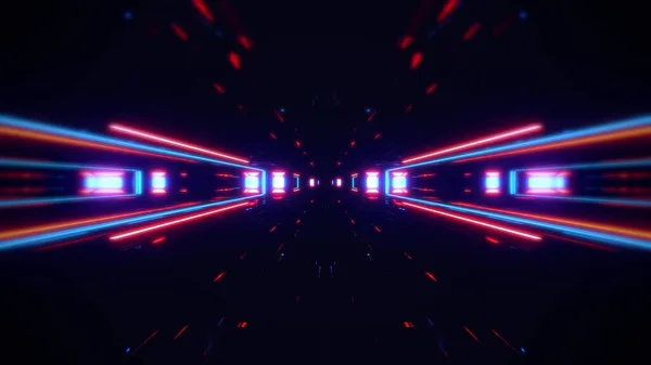 Futuristische Science Fiction Lichten Gloeiende Tunnel Corridor Illustratie Achtergrond Moderne — Stockfoto