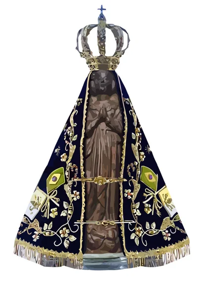 Signora Santa Aparecida Cattolica Brasiliana Fede Sacra Statua Santa Illustrazione — Foto Stock