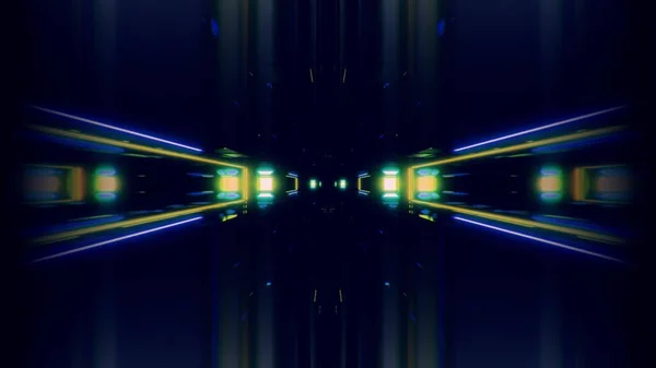 Futuristic Science Fiction Lights Glowing Tunnel Corridor Illustration Background Modern — Stock Photo, Image