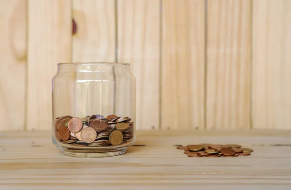 Money Account Banking Finance Business Concept Coin Money Blurred Wooden — Stock Photo, Image