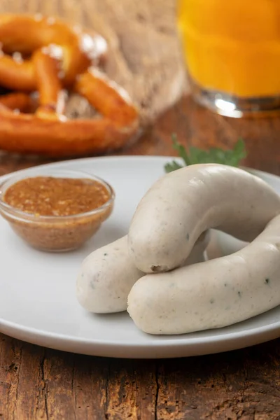 Bavarian White Sausage Pretzel Stock Picture